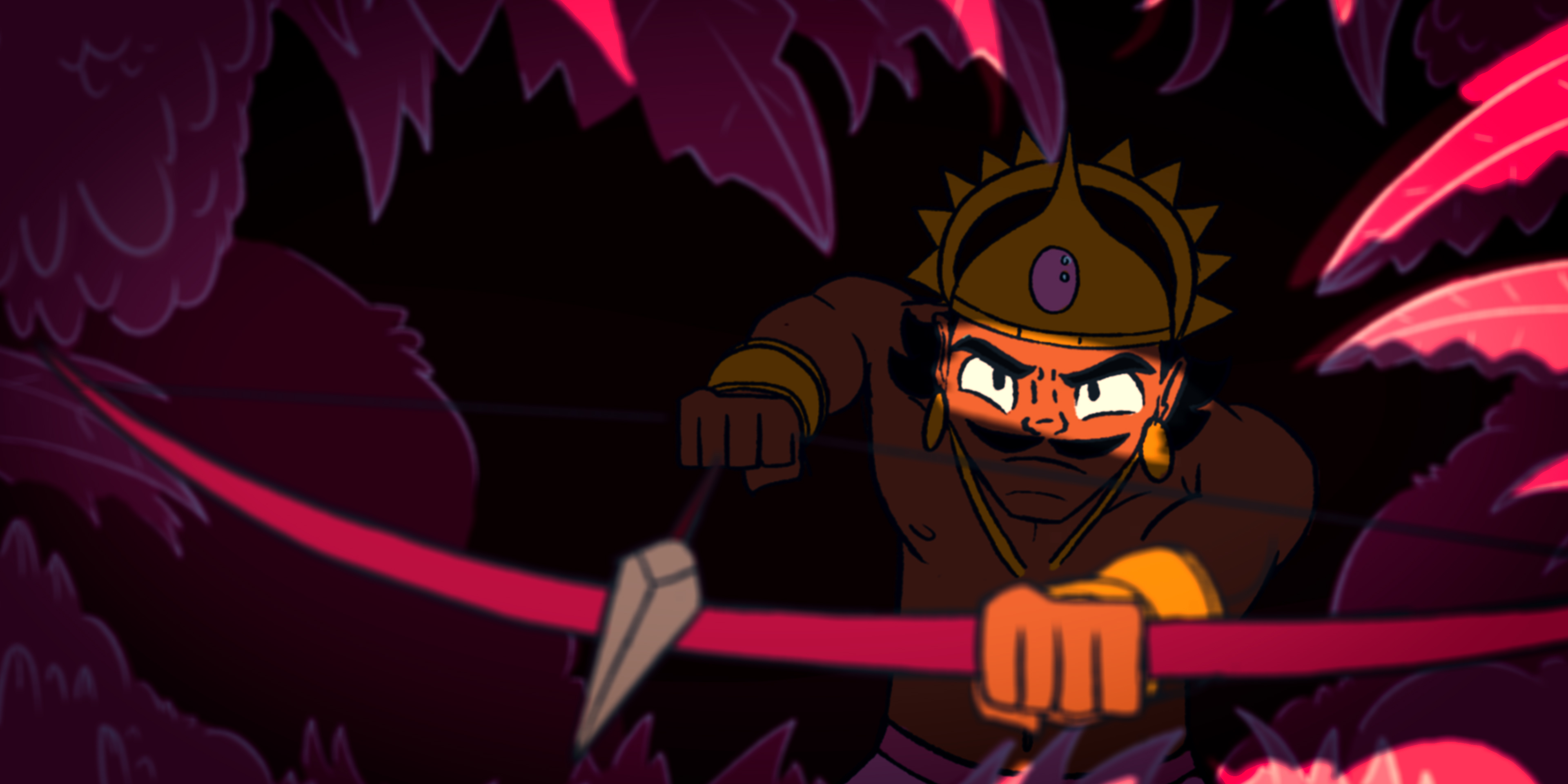 Animated royal figure drawing a bow in a dark forest in Victoria Ka Raja